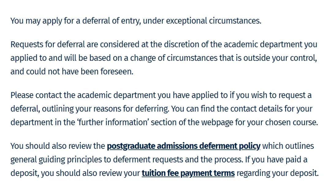 英国大学延期入学政策