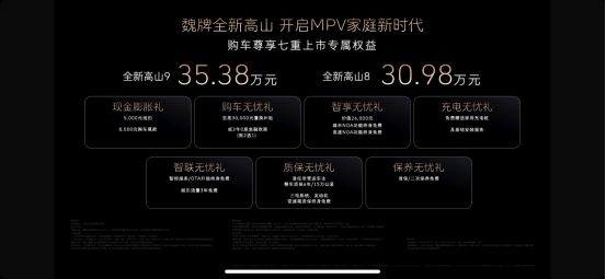 魏牌全新高山正式上市，高山8 30.98万元/高山9 35.38万元