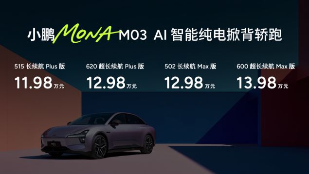 11.98万元起!高阶智能辅助驾驶领航,小鹏MONA M03加推4款新版型升级上市-擎动 - 玩转“汽车+”!